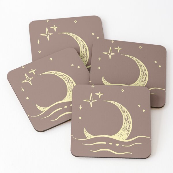 Item preview, Boho Moon over Waves with Stars | Celestial Design in Earth Tones designed and sold by lunadesignsmoon.