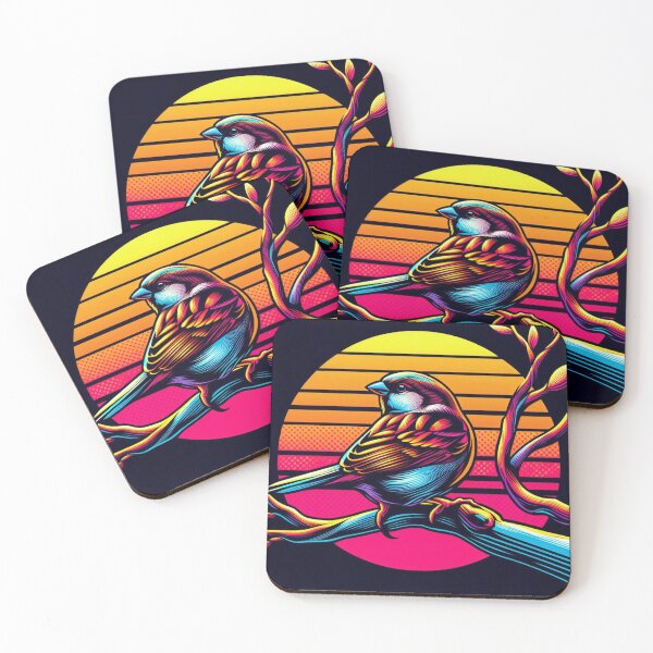 Item preview, Neon Bird – Retro Sunset Glow designed and sold by Dogandesighn.