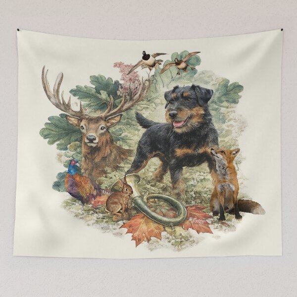 Item preview, German Jagdterrier Art a classic hunting composition designed and sold by TammyHunterArt.