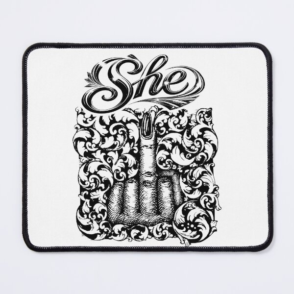Item preview, "She" Baroque Ornamental Black&White Ink Illustration Fine Line Art Print designed and sold by lukar-studio.