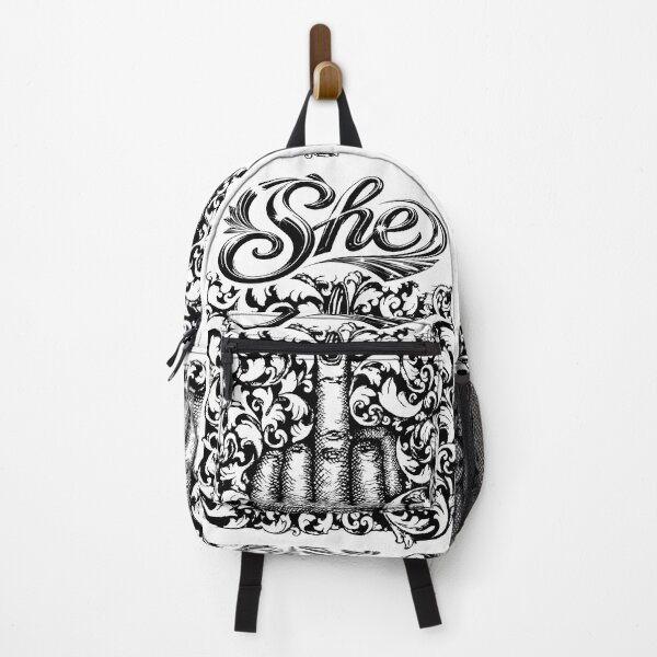 Item preview, "She" Baroque Ornamental Black&White Ink Illustration Fine Line Art Print designed and sold by lukar-studio.