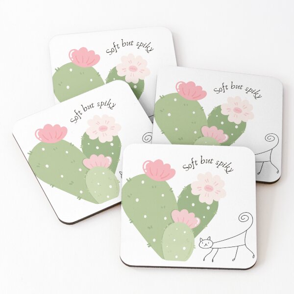 Item preview, Soft But Spiky – Minimal Cat & Cactus Watercolor Design designed and sold by VanillaVicArt.
