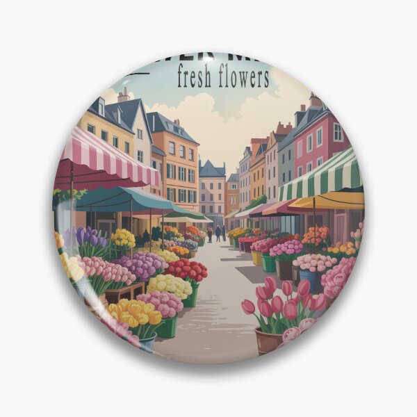 Item preview, Vintage European Flower Market Poster – Romantic Floral Street Wall Art designed and sold by Tamas Das.