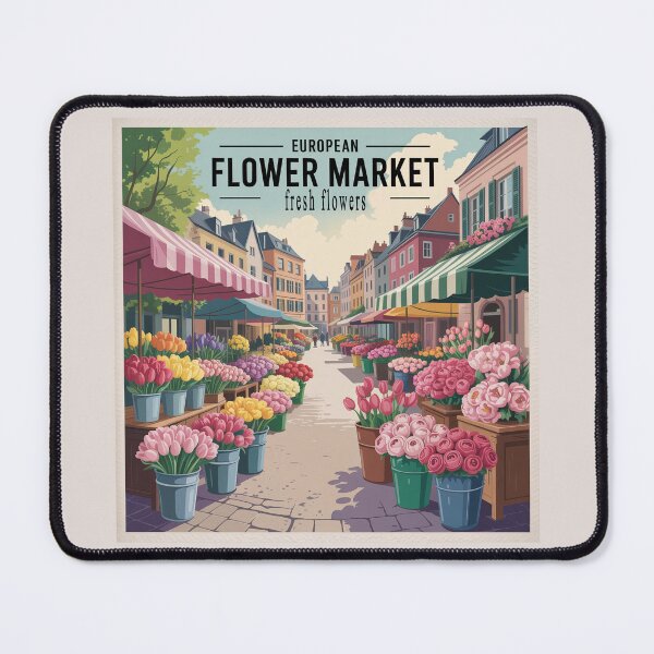 Item preview, Vintage European Flower Market Poster – Romantic Floral Street Wall Art designed and sold by Tamas Das.