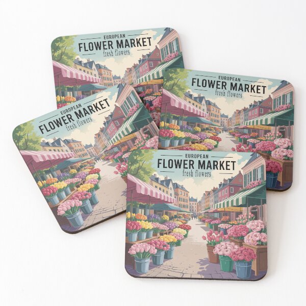 Item preview, Vintage European Flower Market Poster – Romantic Floral Street Wall Art designed and sold by Tamas Das.