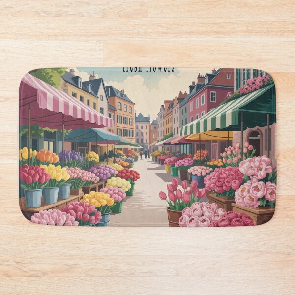 Item preview, Vintage European Flower Market Poster – Romantic Floral Street Wall Art designed and sold by Tamas Das.