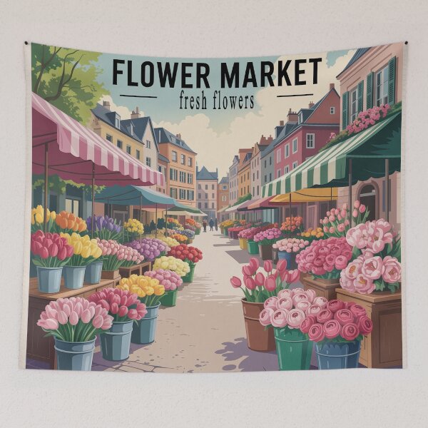 Item preview, Vintage European Flower Market Poster – Romantic Floral Street Wall Art designed and sold by Tamas Das.