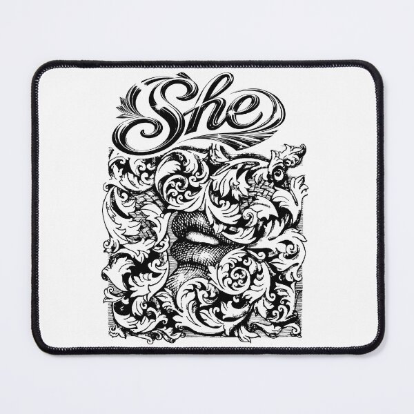 Item preview, "She" Baroque Ornamental Black&White Ink Illustration Fine Line Art Print designed and sold by lukar-studio.