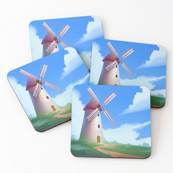 Item preview, Charming Windmill on a Green Hill Under Blue Sky designed and sold by Jiwingka.