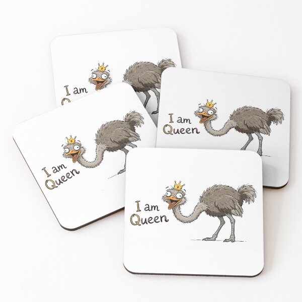 Item preview, Funny Cartoon Crazy Ostrich with Crown Vector Illustration I am Queen designed and sold by DiNata.