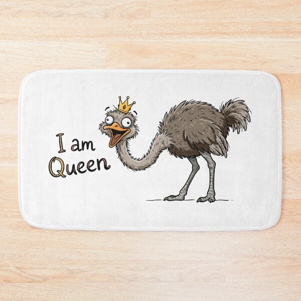Item preview, Funny Cartoon Crazy Ostrich with Crown Vector Illustration I am Queen designed and sold by DiNata.