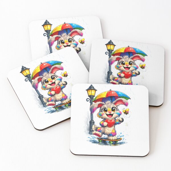 Item preview, Cute Rainbow Bunny with Umbrella Design designed and sold by Gezonde-Voeding.