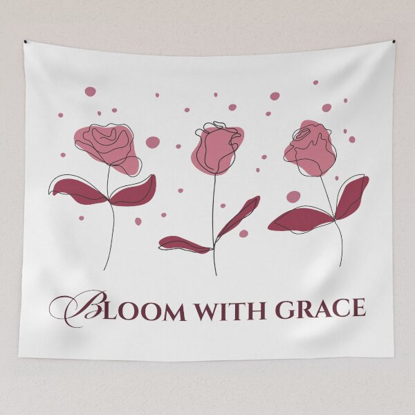 Item preview, Trio Rose Line Art Minimalist Three Flowers With Inspirational Quote designed and sold by ARTmast777.