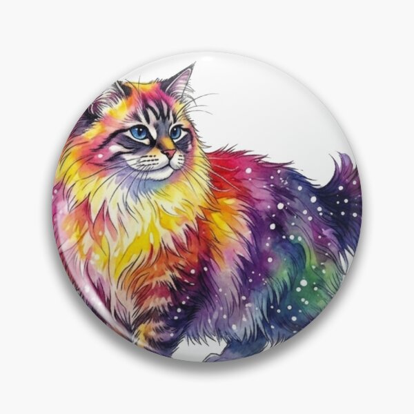 Item preview, Festive Lynx Point Cat with Rainbow Fur and Snow designed and sold by BLUESKY11a.