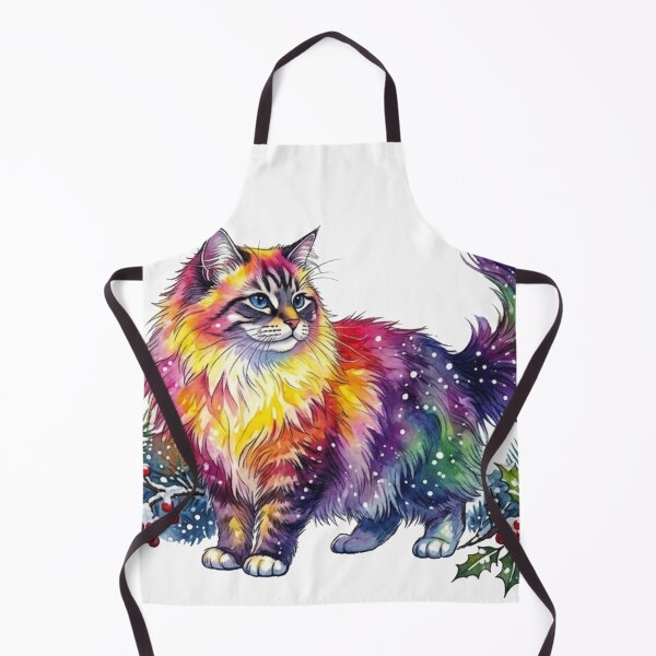 Item preview, Festive Lynx Point Cat with Rainbow Fur and Snow designed and sold by BLUESKY11a.