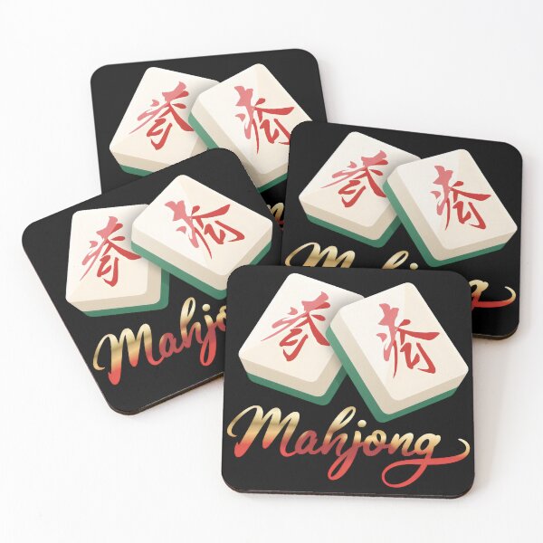Item preview, Mahjong Tiles Calligraphy Art Chinese Game Lover Gift Minimal Red Gold Aesthetic Design designed and sold by WearVerse440.
