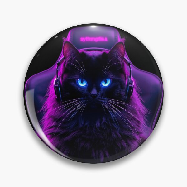 Item preview, Cyberpunk Gamer Cat Neon RGB Headset Art designed and sold by Quotable Gear.