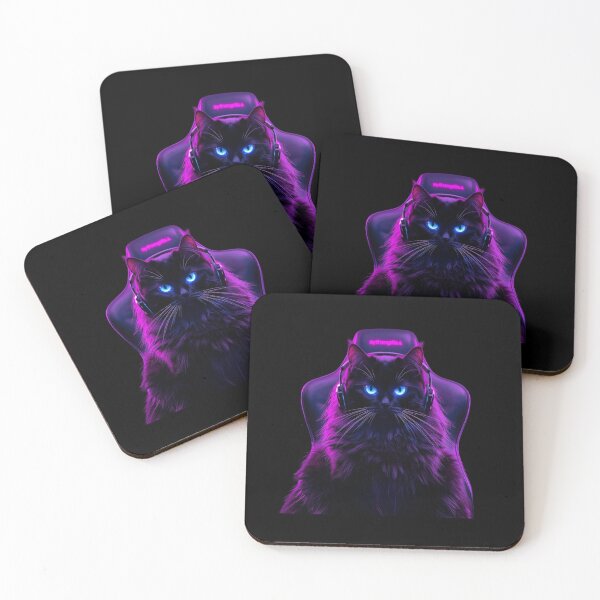 Item preview, Cyberpunk Gamer Cat Neon RGB Headset Art designed and sold by Quotable Gear.