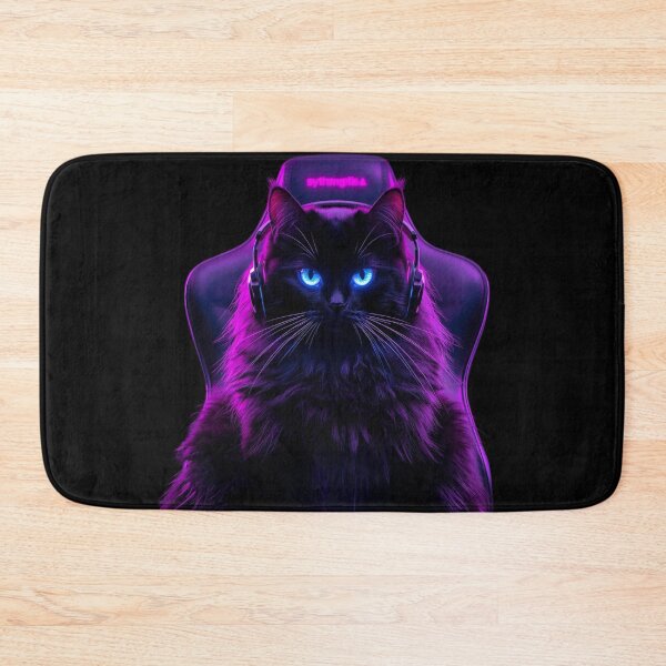 Item preview, Cyberpunk Gamer Cat Neon RGB Headset Art designed and sold by Quotable Gear.