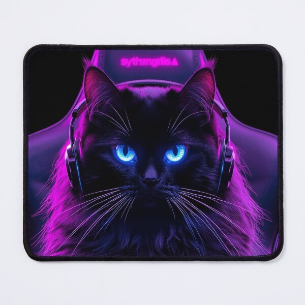 Item preview, Cyberpunk Gamer Cat Neon RGB Headset Art designed and sold by Quotable Gear.