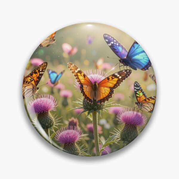 Artikelvorschau, Vibrant Butterflies on Wild Thistles with Golden Light and Fantasy Nature Vibes entworfen und verkauft von FotoworldEdel.