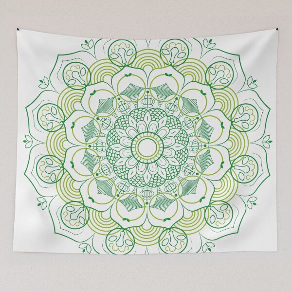 Item preview, Dark Green Boho Mandala Circle Art – Hindu Buddhist Floral Geometric Pattern for Saree Kurta Salwar Design designed and sold by skgraphictrafic.