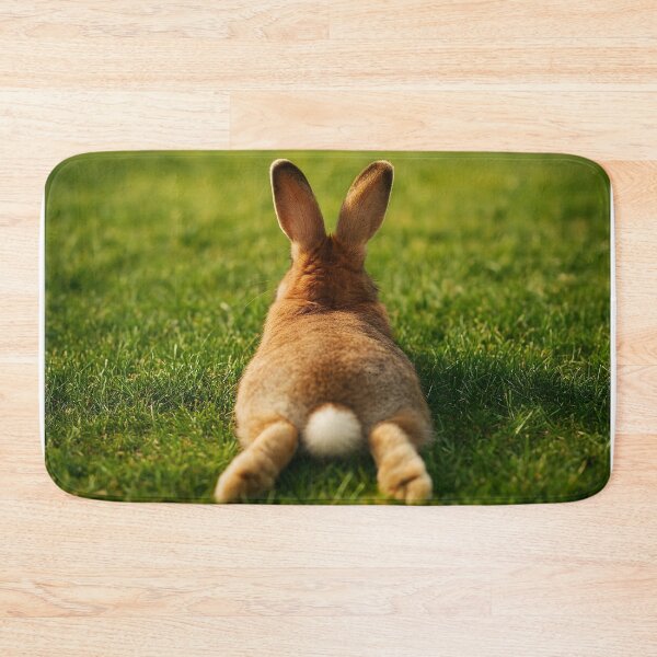 Item preview, Cute Brown Rabbit from Behind Lying on Grass – Relaxing Nature Scene designed and sold by EmeraldeaArt.