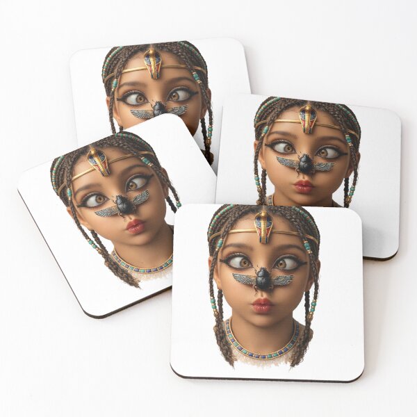 Item preview, Ancient Egyptian Scarab Girl – Surreal Pharaoh Portrait with Cobra Crown, Khepri Beetle & Golden Wings designed and sold by TuyaArts.