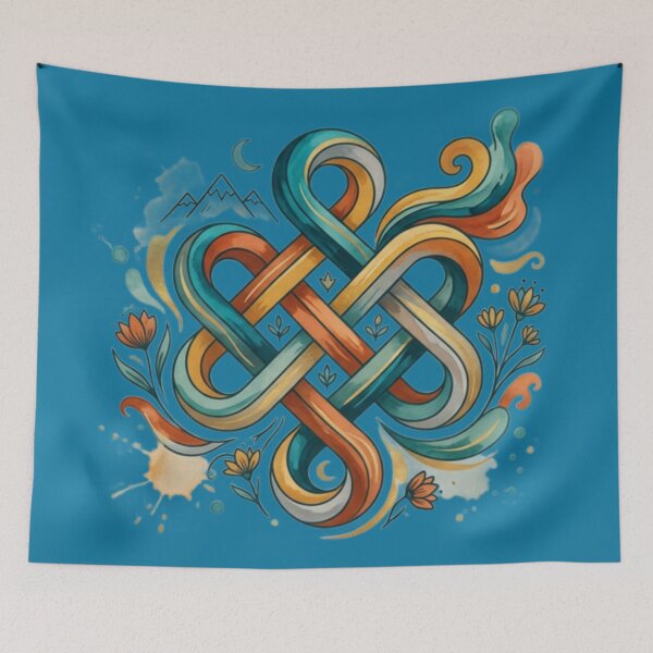 Item preview, Vibrant Mongolian Endless Knot Floral Illustration designed and sold by ChinzorigBAY.