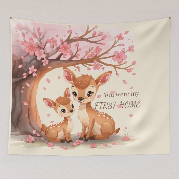 Item preview, You Were My First Home – Cute Deer Mom and Baby Watercolor | Mother’s Day Gift designed and sold by Ofizkids.