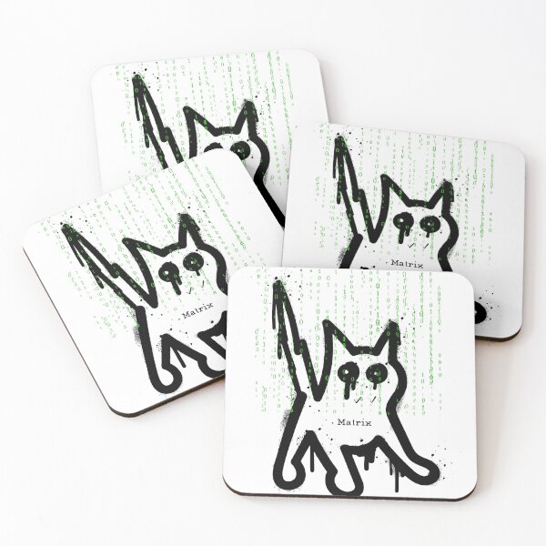 Item preview, Cat in the Green Matrix – Funny Digital Cat Design designed and sold by VanillaVicArt.