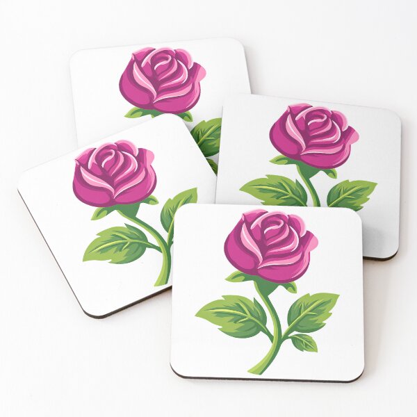 Item preview, Magenta Pink Rose with Green Stem - Bold Stylized Floral Art Print designed and sold by DesignArtist.ia.