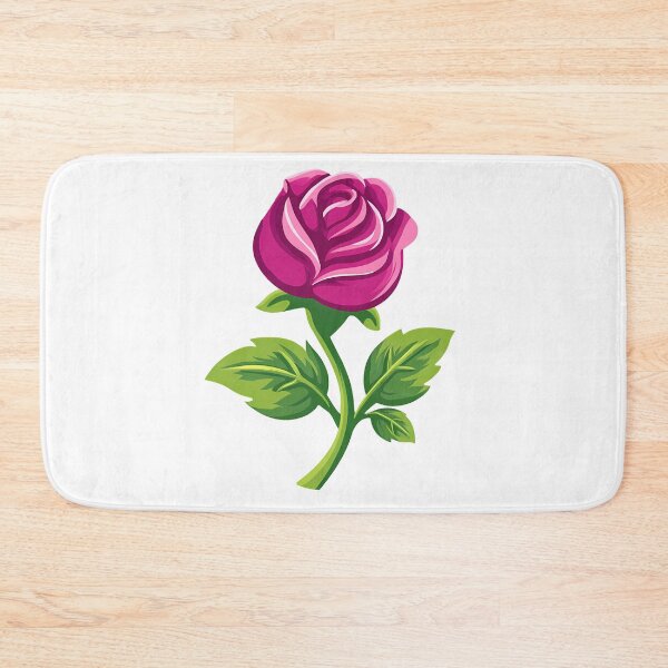 Item preview, Magenta Pink Rose with Green Stem - Bold Stylized Floral Art Print designed and sold by DesignArtist.ia.
