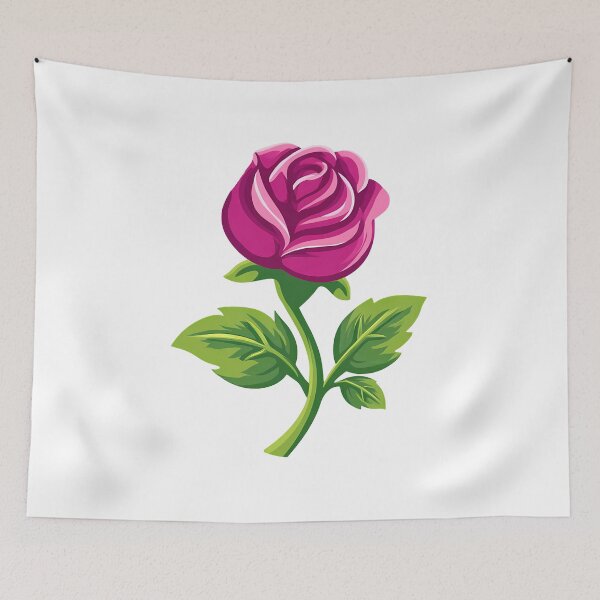 Item preview, Magenta Pink Rose with Green Stem - Bold Stylized Floral Art Print designed and sold by DesignArtist.ia.
