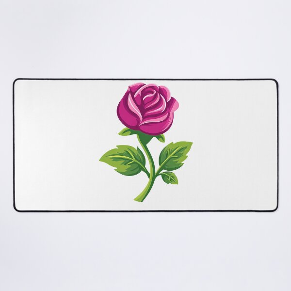Item preview, Magenta Pink Rose with Green Stem - Bold Stylized Floral Art Print designed and sold by DesignArtist.ia.