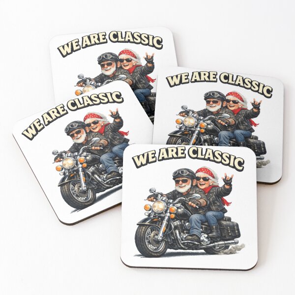 Item preview, We Are Classic: Happy Senior Couple Riding A Vintage Motorcycle Together With Holiday Scarf designed and sold by FireOrchid.