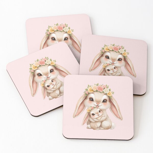 Item preview, Mother and Baby Bunny - Soft Meadow Nursery Illustration designed and sold by Ofizkids.