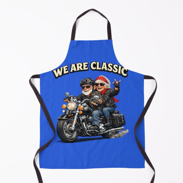 Item preview, We Are Classic: Happy Senior Couple Riding A Vintage Motorcycle Together With Holiday Scarf designed and sold by FireOrchid.