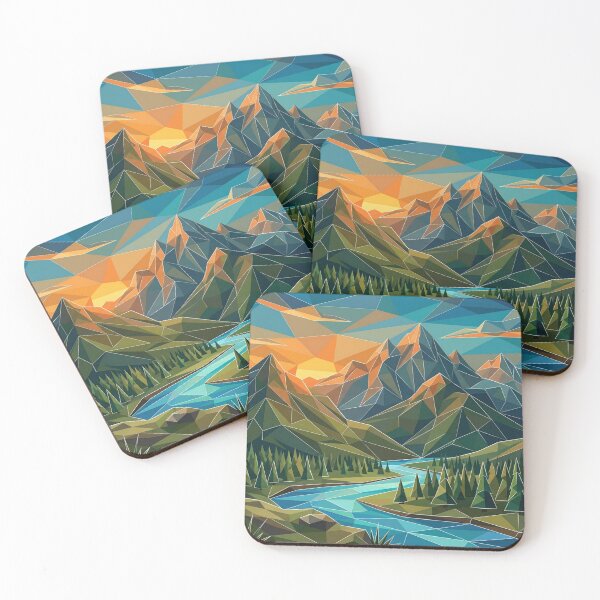Item preview, Abstract Polygon Mountain Landscape Pattern Style Art Geometric Pattern designed and sold by byvarol.