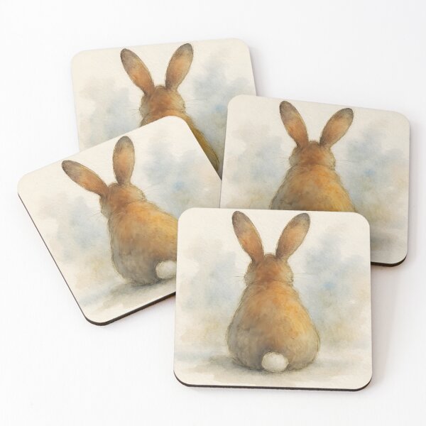 Item preview, Cute Brown Bunny from Behind – Simple Watercolor Easter Illustration designed and sold by EmeraldeaArt.