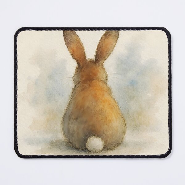 Item preview, Cute Brown Bunny from Behind – Simple Watercolor Easter Illustration designed and sold by EmeraldeaArt.