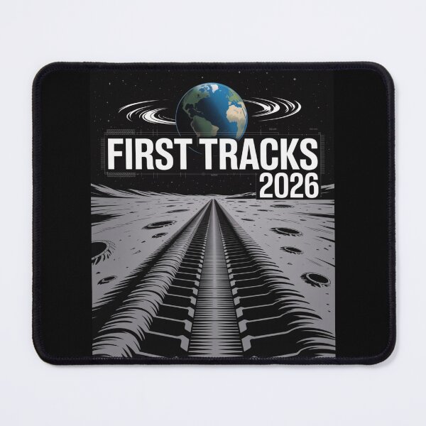 Item preview, First Tracks 2026 — Lunar Rover Tyre Tracks Moon Surface Space Tee V2 designed and sold by DarylWelsh2024.