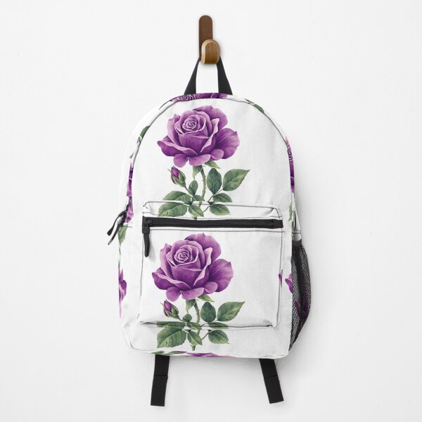 Item preview, Purple Rose with Stem and Bud - Elegant Romantic Floral Art Print designed and sold by DesignArtist.ia.