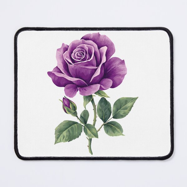 Item preview, Purple Rose with Stem and Bud - Elegant Romantic Floral Art Print designed and sold by DesignArtist.ia.