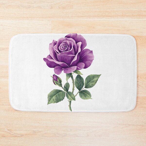 Item preview, Purple Rose with Stem and Bud - Elegant Romantic Floral Art Print designed and sold by DesignArtist.ia.