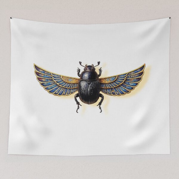 Item preview, Ancient Egyptian Winged Scarab – Khepri Beetle with Golden Wings, Pharaoh Symbol Art designed and sold by TuyaArts.