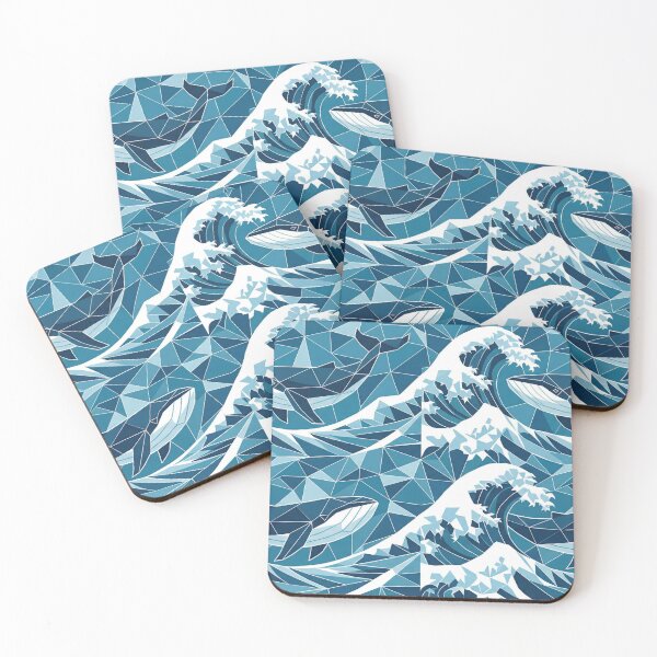Item preview, Minimalist Geometric Whale Swimming In Waves Art Geometric Pattern designed and sold by byvarol.