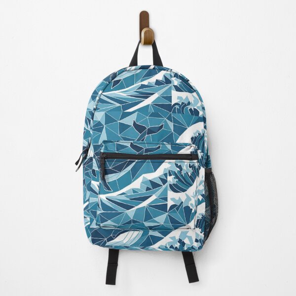 Item preview, Minimalist Geometric Whale Swimming In Waves Art Geometric Pattern designed and sold by byvarol.