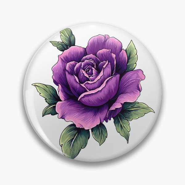 Item preview, Purple Rose with Green Leaves - Elegant Romantic Floral Art Print designed and sold by DesignArtist.ia.