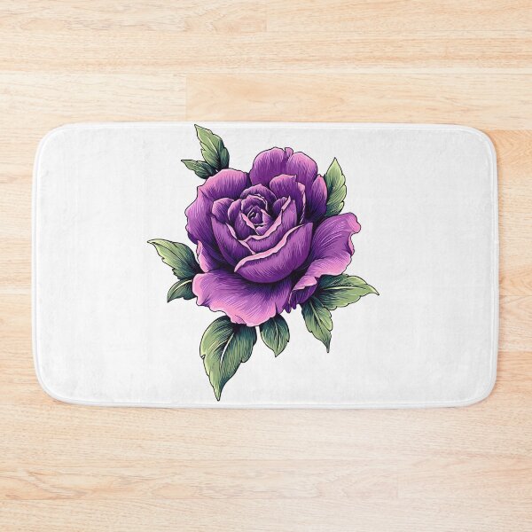 Item preview, Purple Rose with Green Leaves - Elegant Romantic Floral Art Print designed and sold by DesignArtist.ia.
